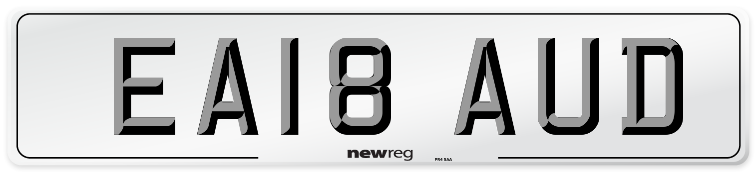 EA18 AUD Number Plate from New Reg